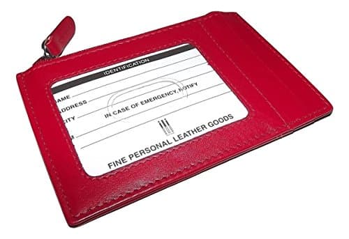 Italia Leather Women's RFID Blocking Slim Card Case ID Wallet Red