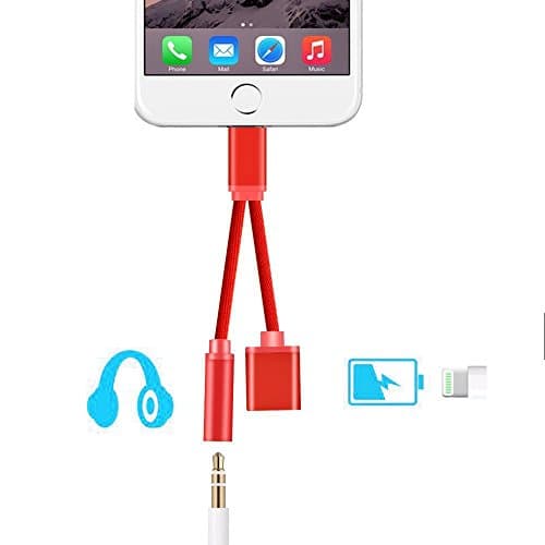 2 in 1 iphone 7 adapter , Lightning Adapter and Charger Compatible with IOS 10.3/10.3.1 System Lightning to 3.5mm Aux Headphone Jack Audio Adapter for iphone 7 / 7 plus /6s plus/6s/6/5s-[Updated ]