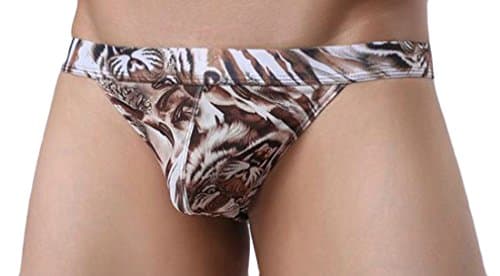 Macondoo Mens Tiger Print Mesh Novelty G-Strings Thongs Briefs Underwear 1 XS