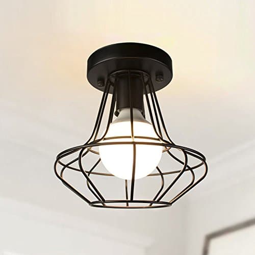 Airetrolight Industrial Rustic Flush Mount Ceiling Light 1 Light Black