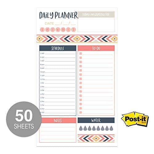 Boho Aztec Sticky Note Daily to-Do Planner - 50 Pages for Daily Tasks, Notes, Scheduling and Water Intake (6" x 10")