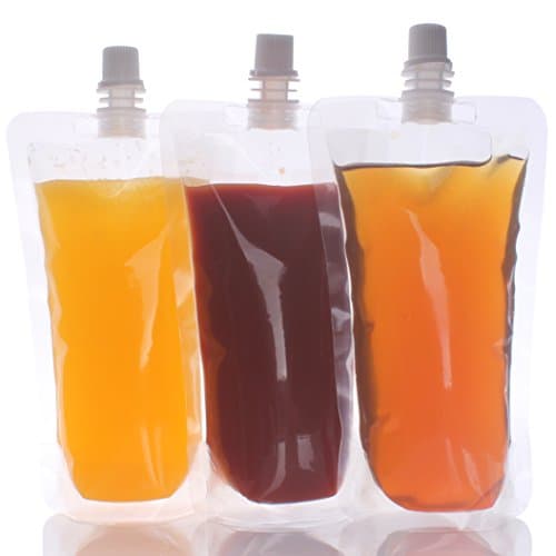 Zicome 10 Pieces Plastic Liquor Pouch Drinks Flasks Concealable Drinking Flasks with Silicone Funnel (8 ounce)