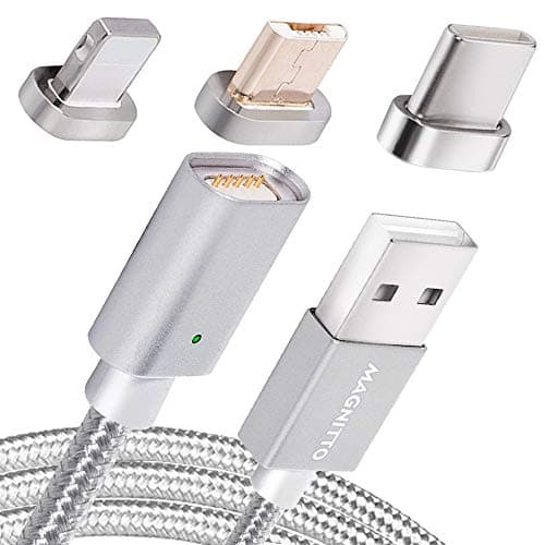MAGNITTO Multi Charging Cable, Magnetic Multi Charger Adapter 3FT Nylon Braided Universal 3 in 1 Multiple USB Cable Charging Cord Adapter with Type-C, Micro USB Port Connectors for Cell Phones Tablets