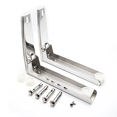 2PCS Kitchen Microwave Oven Bracket Sturdy Foldable Stretch Stainless Steel Wall Mount Rack
