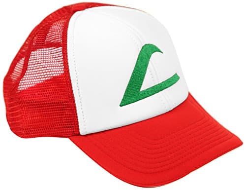 Ash Ketchum Cosplay Hat Mesh Cap w/Plastic Snap Closure - Adult Size