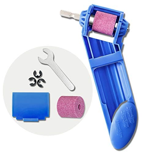 Portable Diamond Drill Bit Sharpening Tool Corundum Grinding Wheel for Iron-based Drill Bits Fit Width Range 2-12.5mm, Include one Extra Corundum Grinding Wheel and Wrench (Blue)
