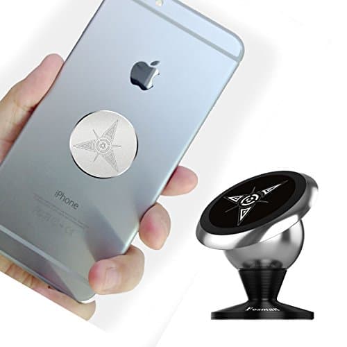 Magnetic Car Mount With Better Aluminium Plate Universal Magnetic Cell Phone Holder Dashboard Mount For iPhone 8 7Plus 6 Plus 5 Samsung S3 4 5 Note 6 Alomst All Smartphone (Silver)