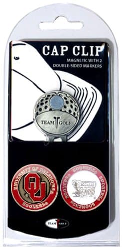 Team Golf Ncaa Oklahoma Sooners Golf Cap Clip With 2 Removable Double-Sided Enamel Magnetic Ball Markers, Attaches Easily To Hats
