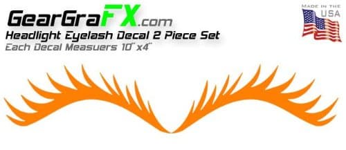GearGraFX Eyelash Orange Decal Set for VW Mini Coopers Dodge Neon and Others