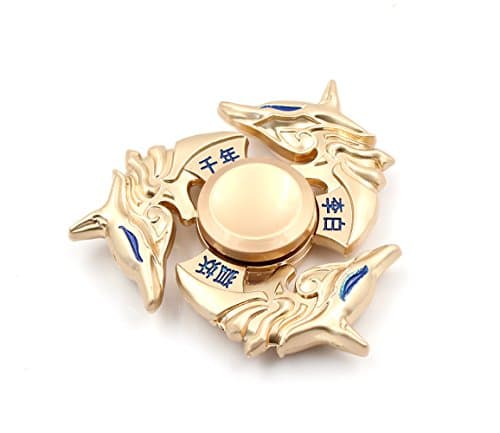 SXY Metal Fidget Spinner Hand EDC Hand Nine tail fox class Ultra Durable Zinc Alloy Made three times Wings (Gold)