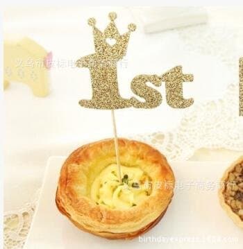 Ecago 1st First Birthday Glitter Cake Topper Decoration,10 Count S417