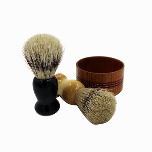 3 pcs Combo Solid Wooden Shaving Bowl Soap Dish Bristle Shaving Brushes Manual Wet Shaving Kit Set for Men