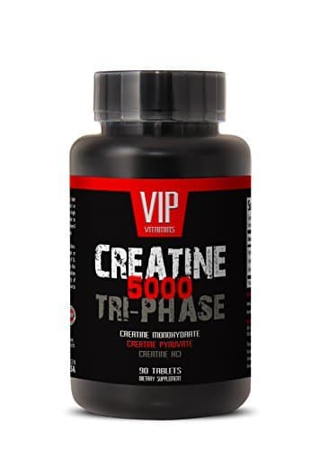 Premuim Blend of Creatines - Creatine Tri-phase 5000mg, Creatine Monohydrate, Creatine HCL and Creatine Pyruvate (1 Bottle 90 Tablets) by VIP VITAMINS LLC