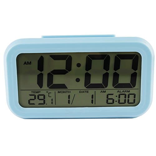 Sealive Digital Alarm Clock Smart Backlight Table Desktop Clock with Snooze Calendar Dimmer For Home Office Bedside Battery Travel Clock,Easy To Set Portable lightweight Size Travel Alarm Clocks