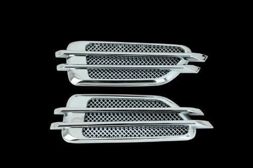 Paramount Restyling 61-0120 Chrome Fender Overlay - Small Single Bar-Wire Mesh Style-Sharp Edge Perimeter - Pair