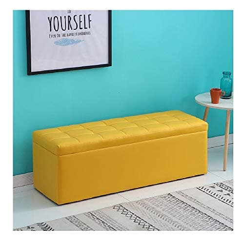Bench Folding Chest Storage, Blanket Box Bench,Storage Square Chest Padded Footstool Foldable Pouffe Chair Bed End Bench Shoe Bench Children Toy Box Stool (Color : Yellow, Size : 40 * 40 * 40cm)