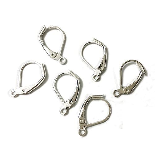 100PCS French Earring Hook Ear Wire Lever Back Open Loop DIY Jewelry Findings (Silver Plated)