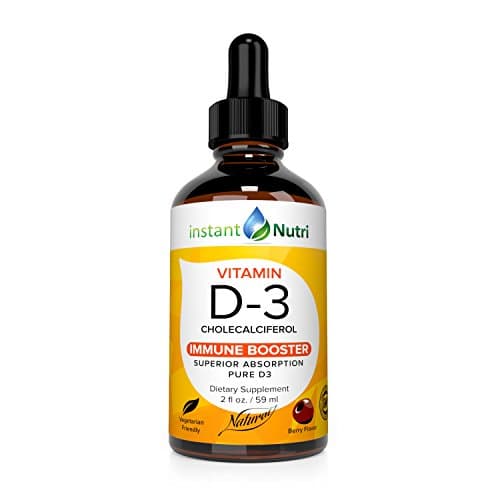 Instant Nutri Vitamin D3 Immune System Booster, Fast Immune Support Safe For Kids Or Adults, Lifetime Warranty! No Alcohol, Highest Absorption (95%) Vitamin D3 Drops. Immune Stimulator Children Health
