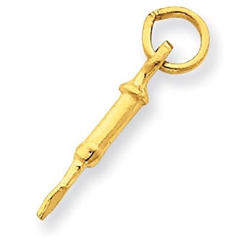 14K Yellow Gold Doctors Syringe Charm Pendant