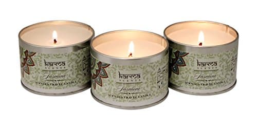 Scented Candles Aromatherapy Jasmine 3 Set Gift Pack, 4.4 Ounces, By Karma Scents