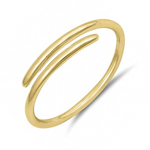 .925 Sterling Silver Simple Plain Minimal Design Open Midi Finger Wire Ring Size 4.5 - Gold