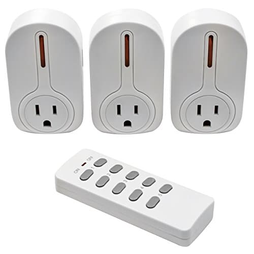 LED Concepts Wireless Remote Control Outlet Switch Set - Control Household Appliances, Electronics, etc - Ideal for inaccessible Places and Limited Mobility (3 Outlet Switches, 1 Remote)