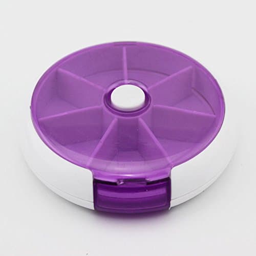 PythonWorld 7 Day Compartments Weekly Pill Box 360 Degree Round Medicine Organizer Box