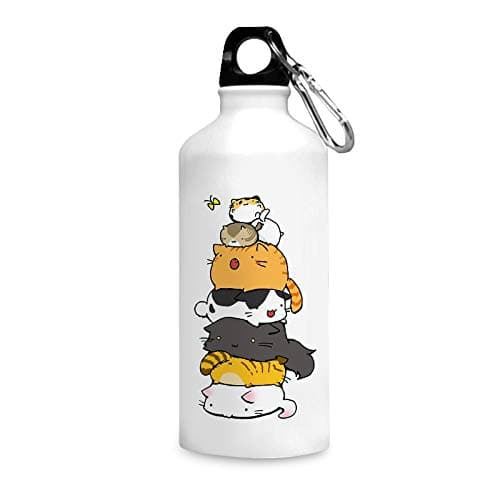 MOTIVATE BOX India,Stack of cat Printed White Aluminium Sipper Bottles(750 ml)