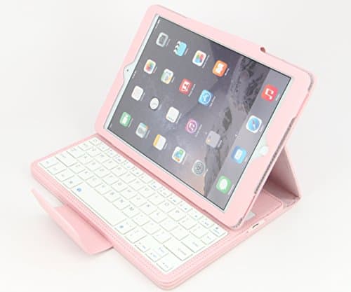 Ultra Slim iPad Air 2 Folio ABS Wireless Bluetooth Keyboard Case Station (Rose pink)