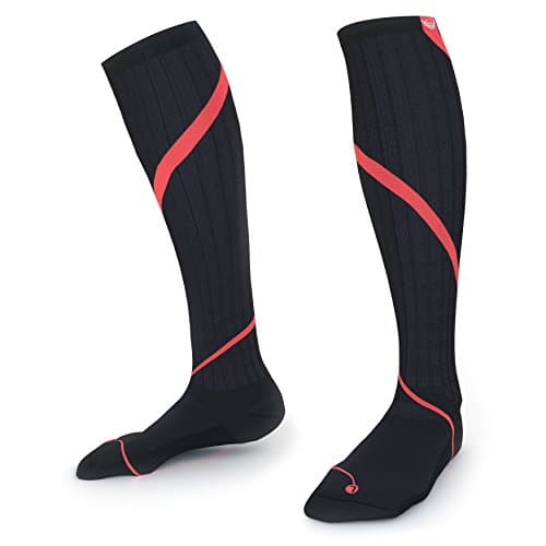 Thrusterz Pro Graduated Compression Socks 20-30 mmHg for Men &amp; Women, Black-Red Size 3