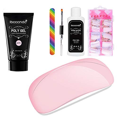 Dolloress Beauty Nail⭐IBCCCNDC 30 ML Poly Gel + Double-end Dead Skin Push + 100pcs Fake nails + Diluent + UV&LED Nail Lamp Combo Set
