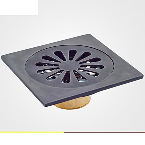 Continental ancient black all-copper bathroom floor drain odor/Thick retro antique bathroom floor drain-C
