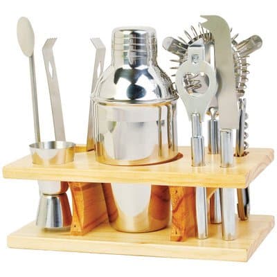 9 Piece Stainless Steel Cocktail Set with Stand