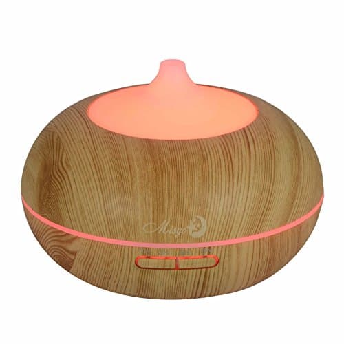 Misyo 300ml Wooden Grain Ultrasonic Aromatherapy Humidifier with Aroma Diffuser, Cool Mist Adjustment, and 7 Colors
