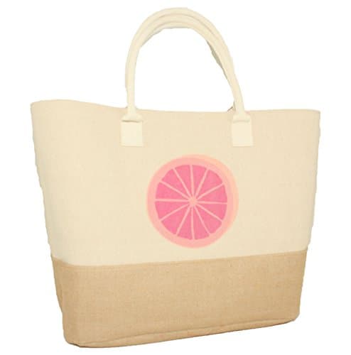 Silver One Oversized Water Resistant Canvas &amp; Woven Combo Travel Beach Tote Bag with Durable Canvas Handle