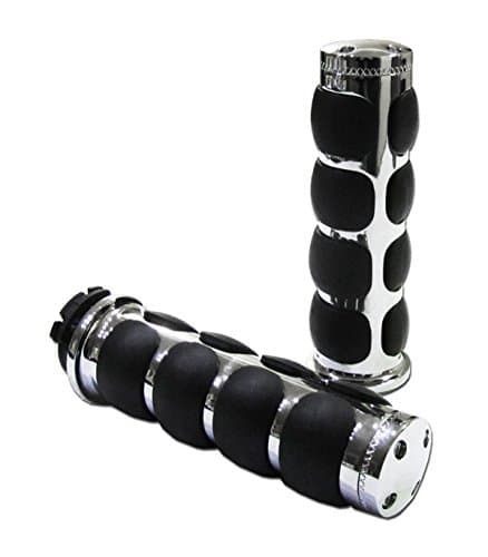 Chrome Billet Motorcycle 7/8 Handlebar Comfort Hand Grips Pair (2 pieces) for Yamaha XVS 650, V Star