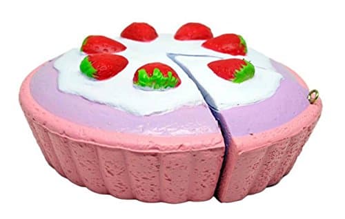 Strawberry Pie 2in1 with Ball Chain (Random Color) Squishy SCENTED SUPER SOFT and SLOW RISING Squishy, Great for Gift, Toy or Collectible Toy + Bonus Gift