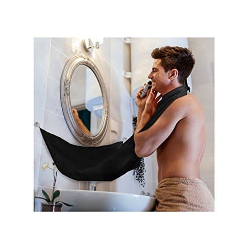 Wonpurs Beard Catcher Bib for Shaving, Easy Clean Beard Trimming Apron &amp; Men Beard Clippings (Black)