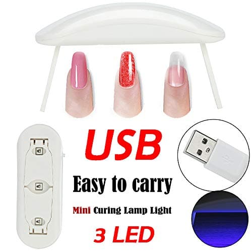 KCPer USB Mini LED UV Nail Gel Curing Lamp Light Nail Portable for Gel Based Polishes Manicure Gel Polish Dryer Nail Art Machine (White)