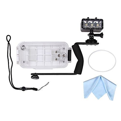 Foxpic Underwater Photo Video Waterproof Housing Case Kit for iPhone 6 plus / 6s plus, +Waterproof Diving Swimming Protective Case, Bracket for Waterproof Dimmable LED Video POV Flash Fill Night Light