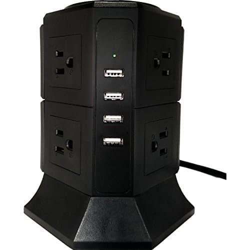 4 USB Ports and 8 Outlets, Surge Protector with USB, Desktop Power Station, Power Strip, Power Cord, Commercial Power Strip, Charging Port, for Office, Home, and Multi Use! - By: Prime Home