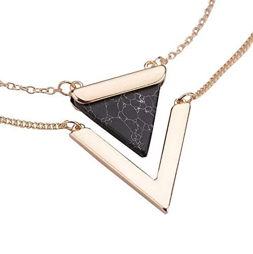 Elprine Triangle Shaped Multi Layer Necklace. Triangle and Geometric Shape.