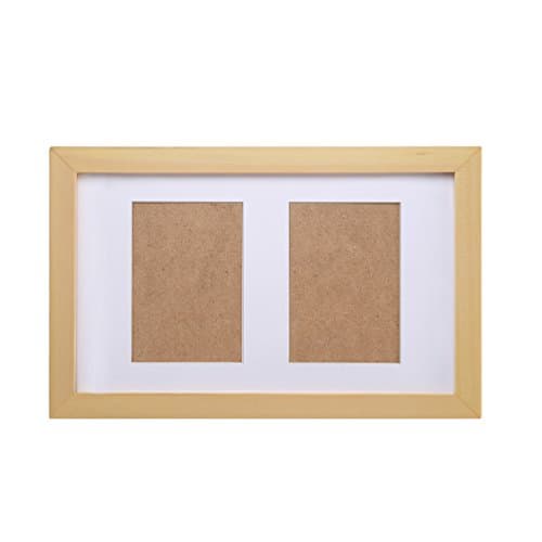 Fastnova 8x13 inch Wood Picture Frames Made to Display Two 3.5x5 Pictures with Mat or One 7x12 picture Without Mat, Table Top and Wall Mounting Material Included