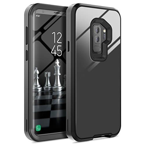 CinoCase Samsung Galaxy S9 plus Case Hard Case PC + TPU Hybrid Mirror Back Panel 3 in 1 S9 Plus Case Detachable Durable Smooth Wear-Resisting Shockproof 360 Full Body Protection Cover Black