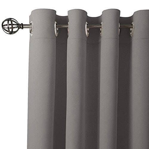 Encasa XO Grommet Long Door Curtain 9 ft, Solid Dyed Cotton Panama Fabric, Light-Filtering, Curtains for Kitchen, Bedroom, Living Room (137x275 cm), Grey, Set of 2