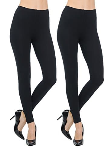 JNTOP Two Pack Cotton Leggings 2 Pack Black Large