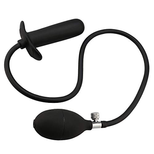Rainly Black Inflatable Plugg with Pump Expandable Bu-tt Ma-ssager T-oy for Women & Men