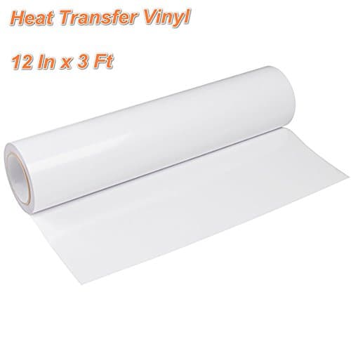 Heat Transfer Vinyl Rolls, Unop 12’’ x 3 Ft White HTV Craft Vinyl Rolls DIY T-Shirts/Hats/Bags for Cricut/Silhouette Cameo/Heat Press Machine and Other Craft Cutters