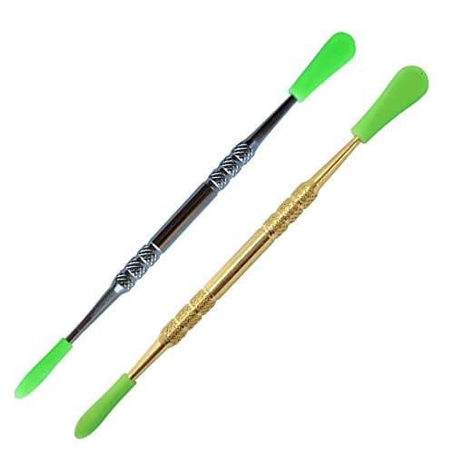 FBNYC Gold and Silver Element Scrape Carving Stainless Tip Carving Tool with Green Non Stick Silicone Tips