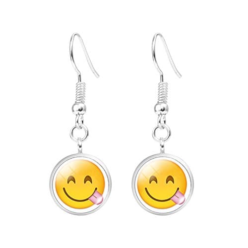 Pop Wild Womens Emoji Expression Time Gem Yellow Earrings